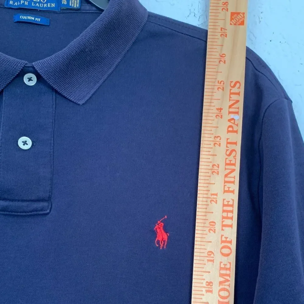 Polo Ralph Lauren Custom Fit Men's Dark Blue Cotton Polo Shirt Size XL
